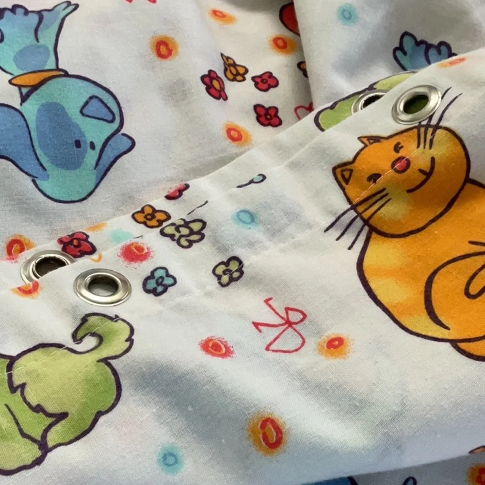 Cats and dogs shower curtain. Cotton poly blend.